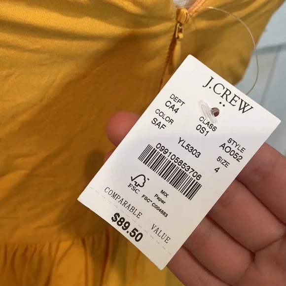 NWT J Crew Factory Orange Ruffed Midi Dress - Picture 3 of 5